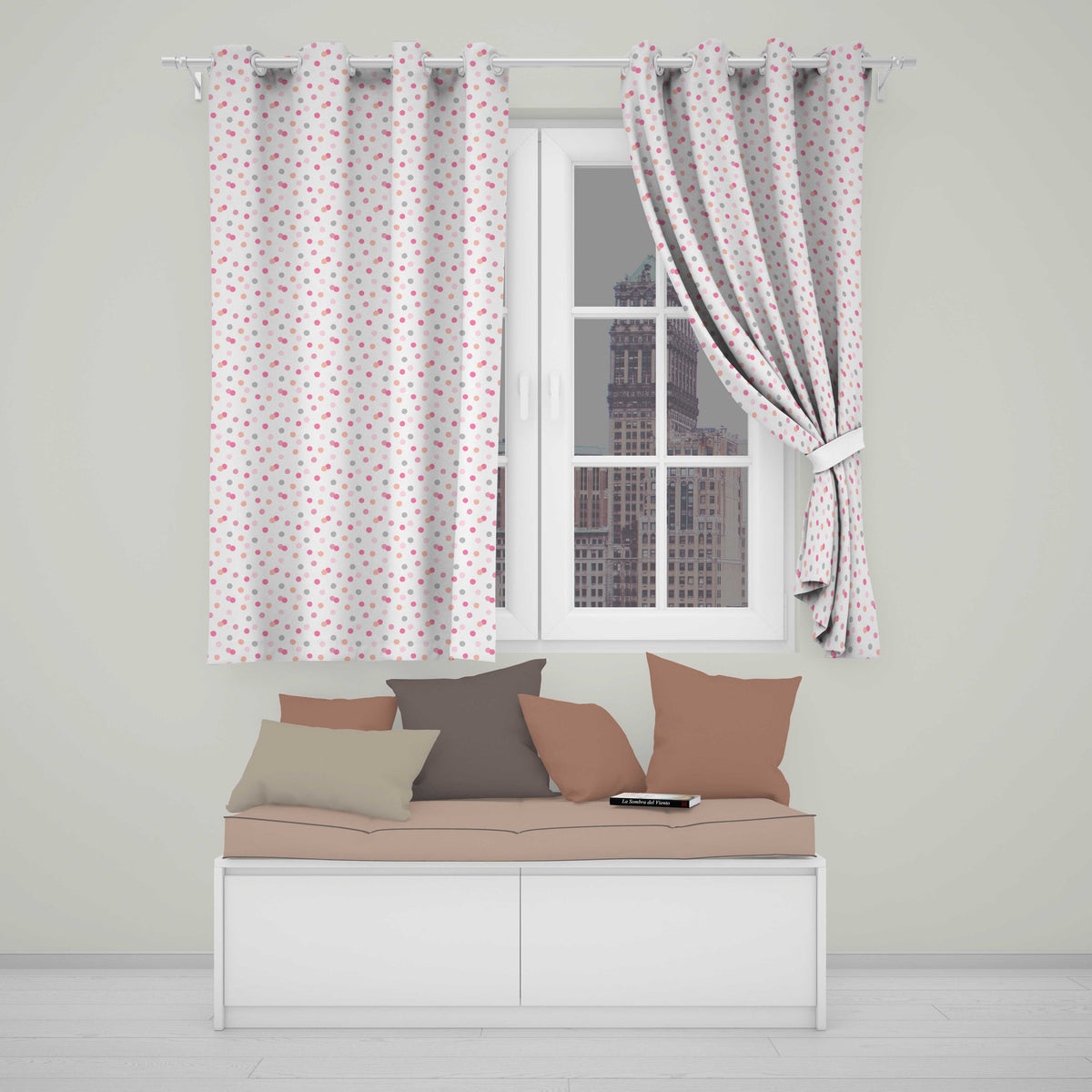 Cute Pastel Polka Dot Confetti Pattern Soft Neutral Background Seamless  Readymade Eyelet Ring Top Thermal 100% Blackout Curtains