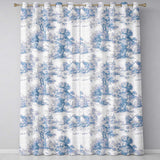 Vintage Toile Countryside Scenic Pattern Classic Blue and White Seamless  Readymade Eyelet Ring Top Thermal 100% Blackout Curtains