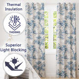 Vintage Toile Birds Nature Countryside Scene Blue White Seamless Pattern  Readymade Eyelet Ring Top Thermal 100% Blackout Curtains