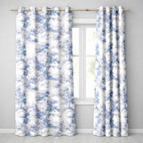 Vintage Toile Classic Rural Landscape Scene Blue White Seamless Pattern  Readymade Eyelet Ring Top Thermal 100% Blackout Curtains