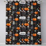Autumn Pumpkin Cat Botanical Dark Seamless Pattern  Readymade Eyelet Ring Top Thermal 100% Blackout Curtains