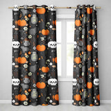 Autumn Pumpkin Cat Botanical Dark Seamless Pattern  Readymade Eyelet Ring Top Thermal 100% Blackout Curtains