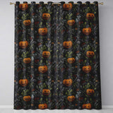 Vintage Pumpkin Botanical Dark Floral Seamless Pattern  Readymade Eyelet Ring Top Thermal 100% Blackout Curtains