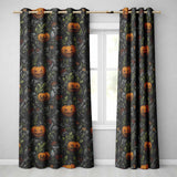 Vintage Pumpkin Botanical Dark Floral Seamless Pattern  Readymade Eyelet Ring Top Thermal 100% Blackout Curtains