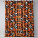 Autumn Skull Pumpkin Leaves Vintage Engraving Seamless Pattern  Readymade Eyelet Ring Top Thermal 100% Blackout Curtains