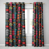 Spooky Halloween Symbols Skull Eye Witchy Seamless Pattern  Readymade Eyelet Ring Top Thermal 100% Blackout Curtains