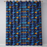 Abstract Blue Pumpkin Fantasy Landscape Seamless Pattern  Readymade Eyelet Ring Top Thermal 100% Blackout Curtains