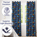 Abstract Blue Pumpkin Fantasy Landscape Seamless Pattern  Readymade Eyelet Ring Top Thermal 100% Blackout Curtains