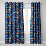Abstract Blue Pumpkin Fantasy Landscape Seamless Pattern  Readymade Eyelet Ring Top Thermal 100% Blackout Curtains
