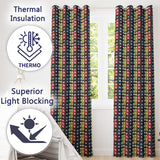 Grunge Rainbow Stripe Stars Dark Background Seamless Pattern  Readymade Eyelet Ring Top Thermal 100% Blackout Curtains