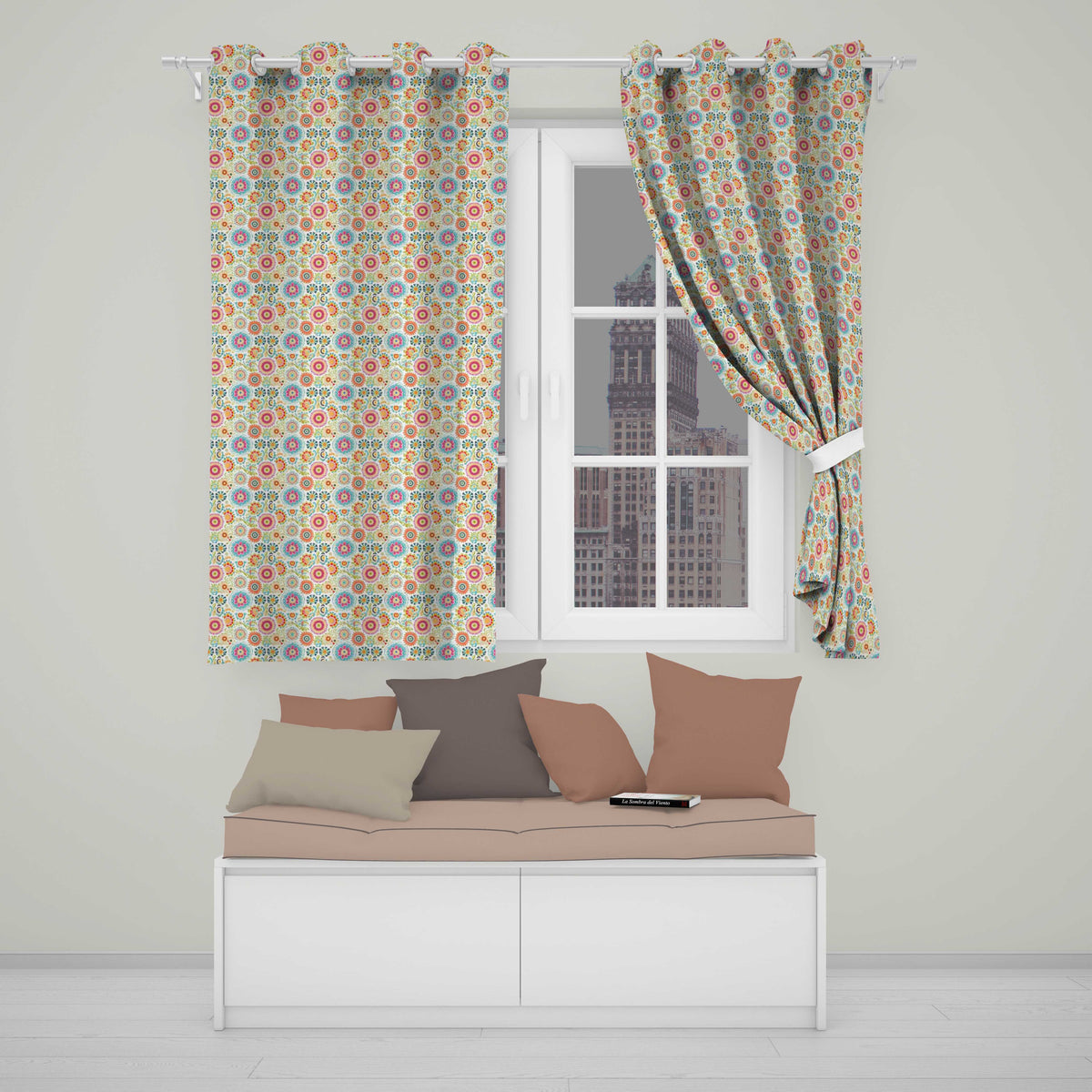 Playful Vintage Floral Scatter Bright Garden Seamless Pattern  Readymade Eyelet Ring Top Thermal 100% Blackout Curtains