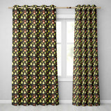 Mid Century Pear and Avocado  Geometric Seamless Pattern  Readymade Eyelet Ring Top Thermal 100% Blackout Curtains