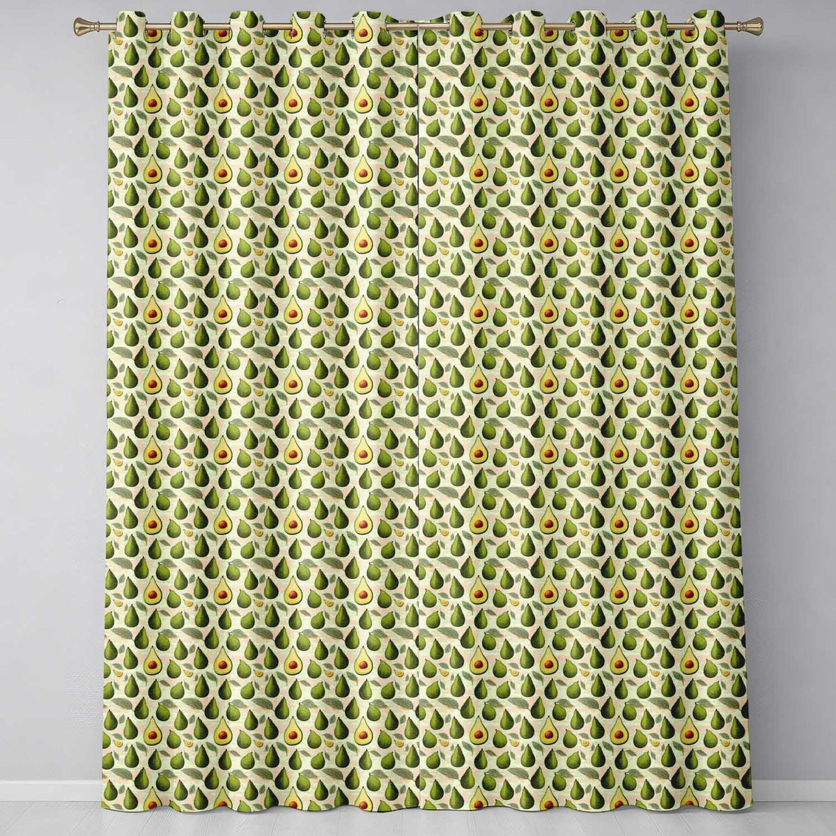 Classic Avocado Vintage Illustration Seamless Pattern  Readymade Eyelet Ring Top Thermal 100% Blackout Curtains
