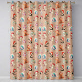 Cute Christmas Cats Teddy Peach Background Seamless Pattern  Readymade Eyelet Ring Top Thermal 100% Blackout Curtains