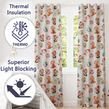 Cute Christmas Cats Teddy Cream Background Seamless Pattern  Readymade Eyelet Ring Top Thermal 100% Blackout Curtains