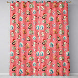 Cute Christmas Cats Teddy Red Background Seamless Pattern  Readymade Eyelet Ring Top Thermal 100% Blackout Curtains