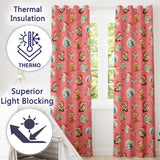 Cute Christmas Cats Teddy Red Background Seamless Pattern  Readymade Eyelet Ring Top Thermal 100% Blackout Curtains