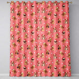 Cute Christmas Dogs Santa Hat Coral Pink Background Seamless Pattern  Readymade Eyelet Ring Top Thermal 100% Blackout Curtains