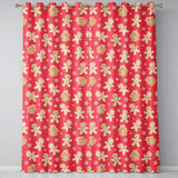 Cute Gingerbread Cookies Candy House Red Background Seamless Pattern  Readymade Eyelet Ring Top Thermal 100% Blackout Curtains