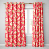 Cute Gingerbread Cookies Candy House Red Background Seamless Pattern  Readymade Eyelet Ring Top Thermal 100% Blackout Curtains