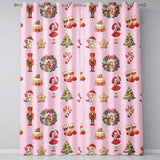 Christmas Nutcracker Wreath Cake Girl Soft Pink Background Seamless Pattern  Readymade Eyelet Ring Top Thermal 100% Blackout Curtains