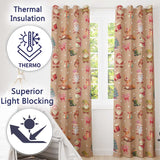 Cute Christmas Gnome Reindeer Snowman Gift Peach Background Seamless Pattern  Readymade Eyelet Ring Top Thermal 100% Blackout Curtains
