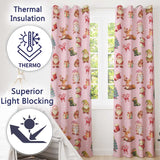 Cute Christmas Gnome Reindeer Snowman Gift Pink Background Seamless Pattern  Readymade Eyelet Ring Top Thermal 100% Blackout Curtains