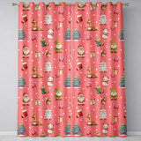 Cute Christmas Gnome Reindeer Snowman Gift Coral Background Seamless Pattern  Readymade Eyelet Ring Top Thermal 100% Blackout Curtains