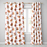 Cute Christmas Puppies in Santa Hats Seamless Pattern White Background  Readymade Eyelet Ring Top Thermal 100% Blackout Curtains