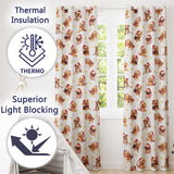 Cute Christmas Puppies in Santa Hats Seamless Pattern Soft Grey Background  Readymade Eyelet Ring Top Thermal 100% Blackout Curtains