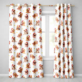 Cute Christmas Puppies in Santa Hats Seamless Pattern Soft Grey Background  Readymade Eyelet Ring Top Thermal 100% Blackout Curtains
