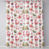 Cute Santa Claus Mrs Claus Snowman Gift Christmas Seamless Pattern  Readymade Eyelet Ring Top Thermal 100% Blackout Curtains