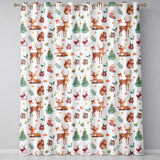 Cute Watercolor Reindeer Squirrel Holly Leaves Christmas Seamless Pattern  Readymade Eyelet Ring Top Thermal 100% Blackout Curtains