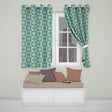 Cute Green Daisy Checkerboard  Floral Seamless Pattern  Readymade Eyelet Ring Top Thermal 100% Blackout Curtains