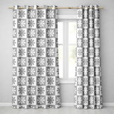 Cute Grey Daisy Checkerboard  Floral Seamless Pattern  Readymade Eyelet Ring Top Thermal 100% Blackout Curtains