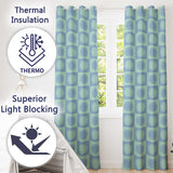 Cute Blue Pastel Sun Face Checkerboard Celestial Seamless Pattern  Readymade Eyelet Ring Top Thermal 100% Blackout Curtains