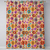 Cute  Multicolor Floral Bloom Warm Beige Seamless Pattern  Readymade Eyelet Ring Top Thermal 100% Blackout Curtains