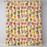 Gummy Bear Rainbow  Roller Skate Warm Beige Background Seamless Pattern  Readymade Eyelet Ring Top Thermal 100% Blackout Curtains