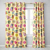 Gummy Bear Rainbow  Roller Skate Warm Beige Background Seamless Pattern  Readymade Eyelet Ring Top Thermal 100% Blackout Curtains