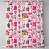 Gummy Bear Rainbow  Roller Skate Pink Background Seamless Pattern  Readymade Eyelet Ring Top Thermal 100% Blackout Curtains
