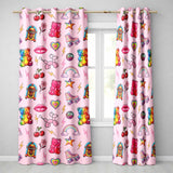 Gummy Bear Rainbow  Roller Skate Pink Background Seamless Pattern  Readymade Eyelet Ring Top Thermal 100% Blackout Curtains