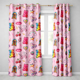Gummy Bear Rainbow  Roller Skate Blush Pink Background Seamless Pattern  Readymade Eyelet Ring Top Thermal 100% Blackout Curtains