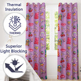 Gummy Bear Rainbow  Roller Skate Purple Background Seamless Pattern  Readymade Eyelet Ring Top Thermal 100% Blackout Curtains