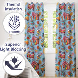 Hippie Van Camera Guitar Floral Travel Blue Background Seamless Pattern  Readymade Eyelet Ring Top Thermal 100% Blackout Curtains