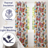 Hippie Van Camera Guitar Floral Travel Cream Background Seamless Pattern  Readymade Eyelet Ring Top Thermal 100% Blackout Curtains