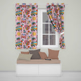 Hippie Van  Guitar Floral Travel Soft Pink Background Seamless Pattern  Readymade Eyelet Ring Top Thermal 100% Blackout Curtains