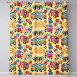 Hippie Camera Guitar Floral Travel Yellow Background Seamless Pattern  Readymade Eyelet Ring Top Thermal 100% Blackout Curtains