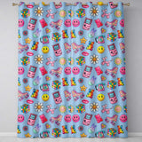 Toys  Smiley  Roller Skate Blue Background Seamless Pattern  Readymade Eyelet Ring Top Thermal 100% Blackout Curtains