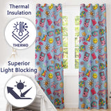 Toys  Smiley  Roller Skate Blue Background Seamless Pattern  Readymade Eyelet Ring Top Thermal 100% Blackout Curtains