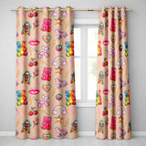 Gummy Bear Rainbow Roller Skate  Lightning Peach Background Seamless Pattern  Readymade Eyelet Ring Top Thermal 100% Blackout Curtains
